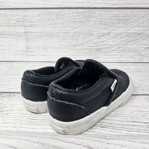 Vans Toddler Black Leather Slip On Size 5.5 - Picture 5 of 10
